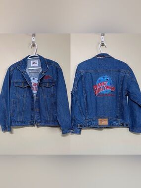 Vintage 90’s Planet Hollywood Embroidered Trucker Jean Jacket